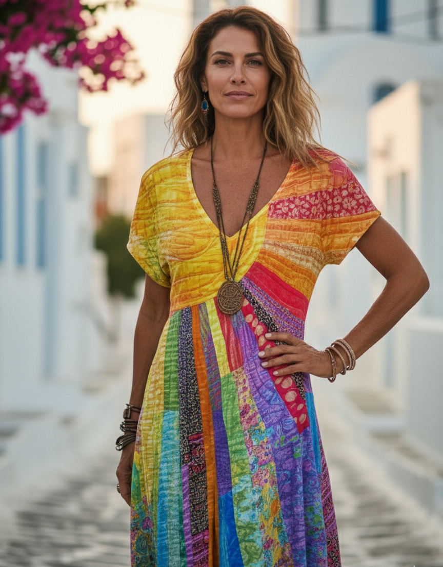 Tamara - Haljina s boho uzorkom s motivom sunca