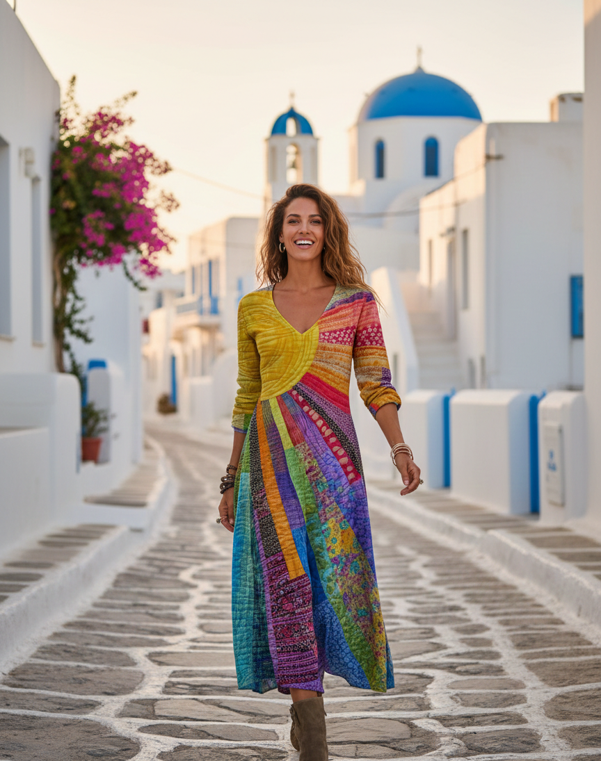 Tamara - Haljina s boho uzorkom s motivom sunca