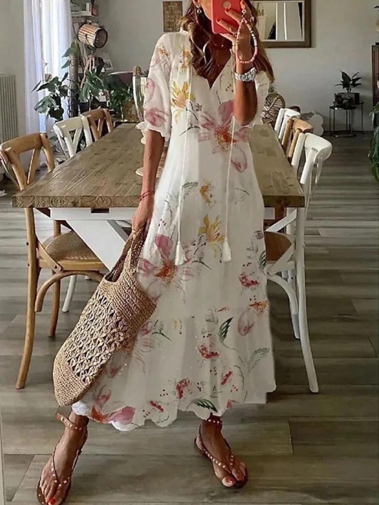 Sara - Elegantna baršunasta maksi haljina s cvetovima