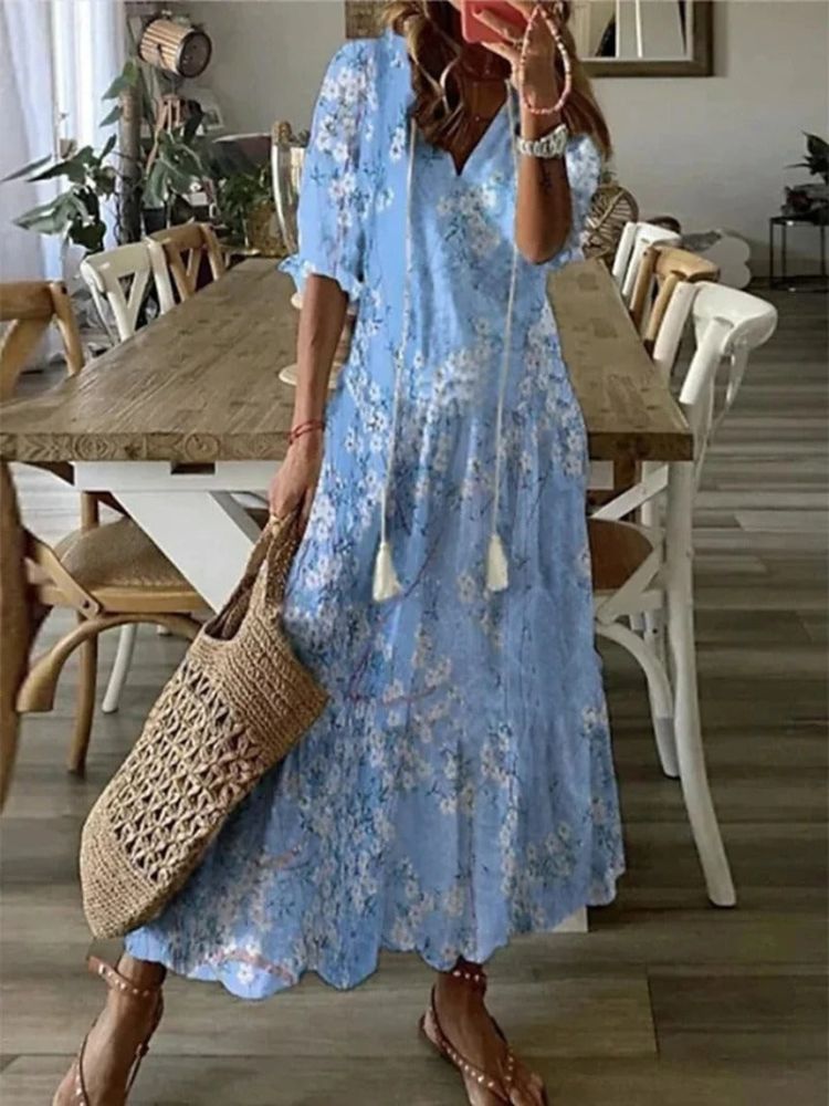 Sara - Elegantna baršunasta maksi haljina s cvetovima