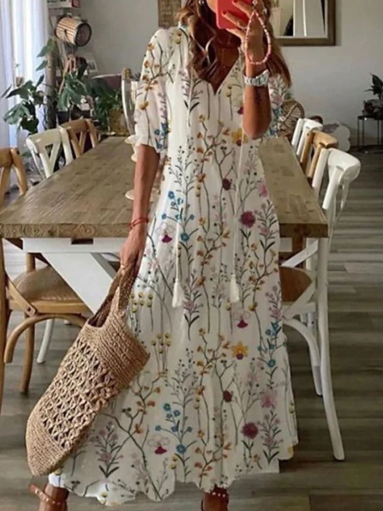 Sara - Elegantna baršunasta maksi haljina s cvetovima