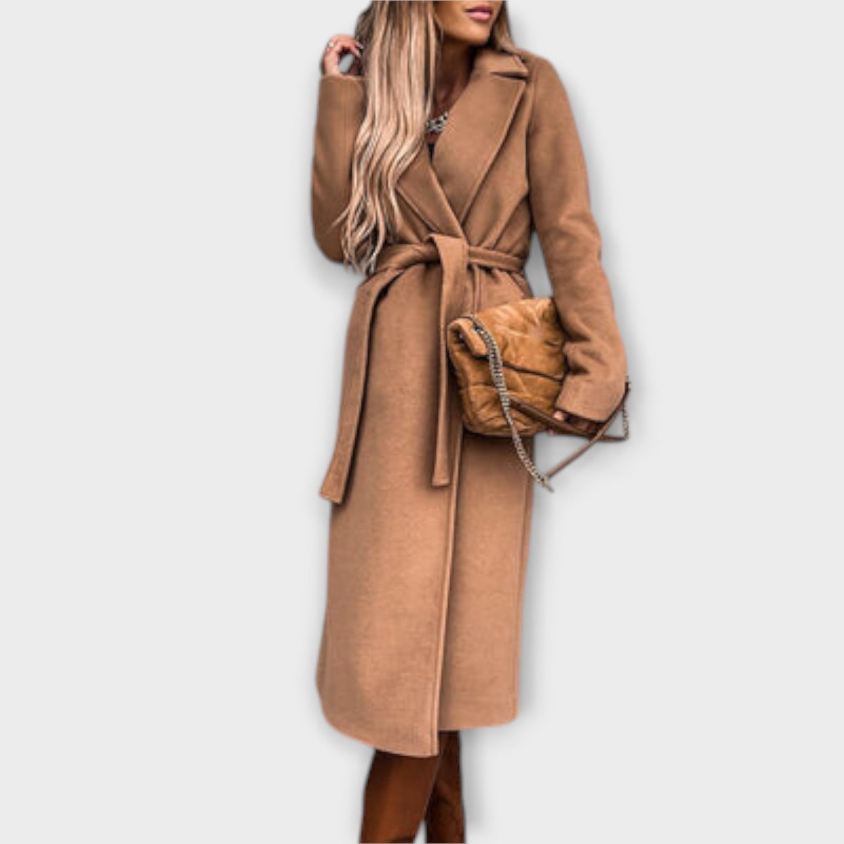 Lidija - Elegantni Dugi Kaput s Remenom