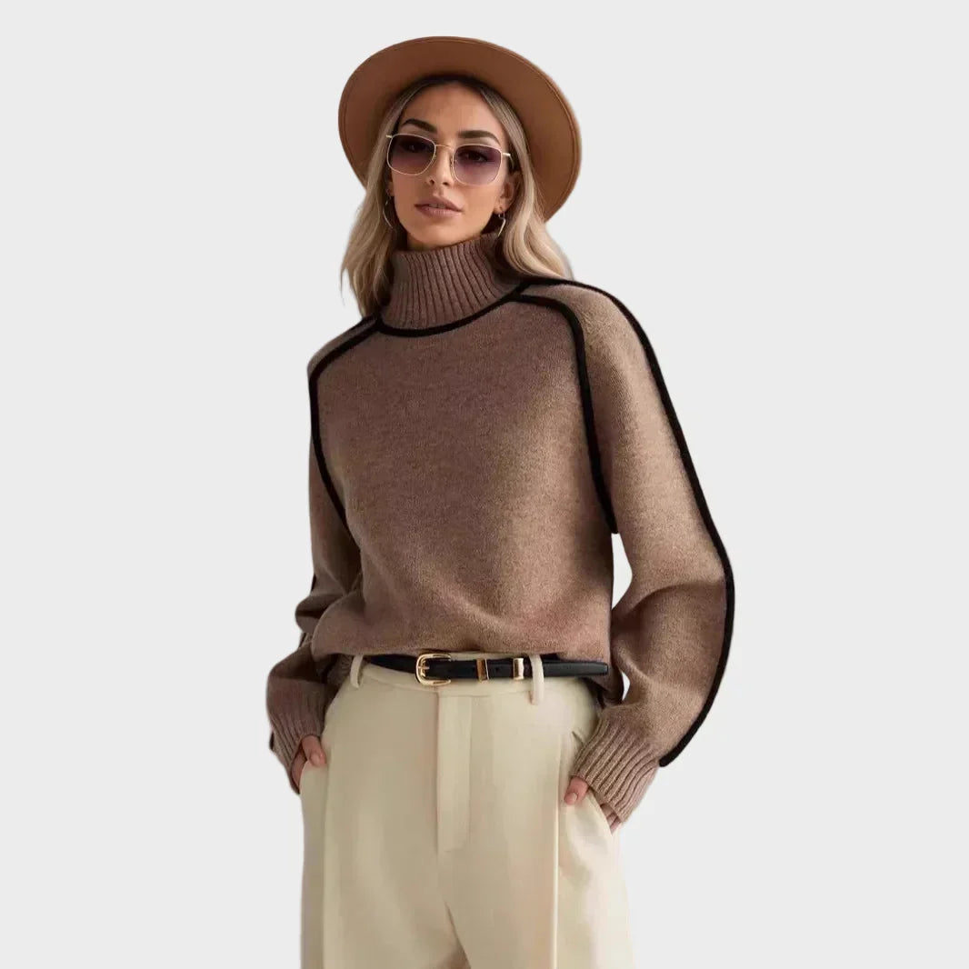 Blaženka - Elegantni jednobojni pulover s visokom ovratnikom